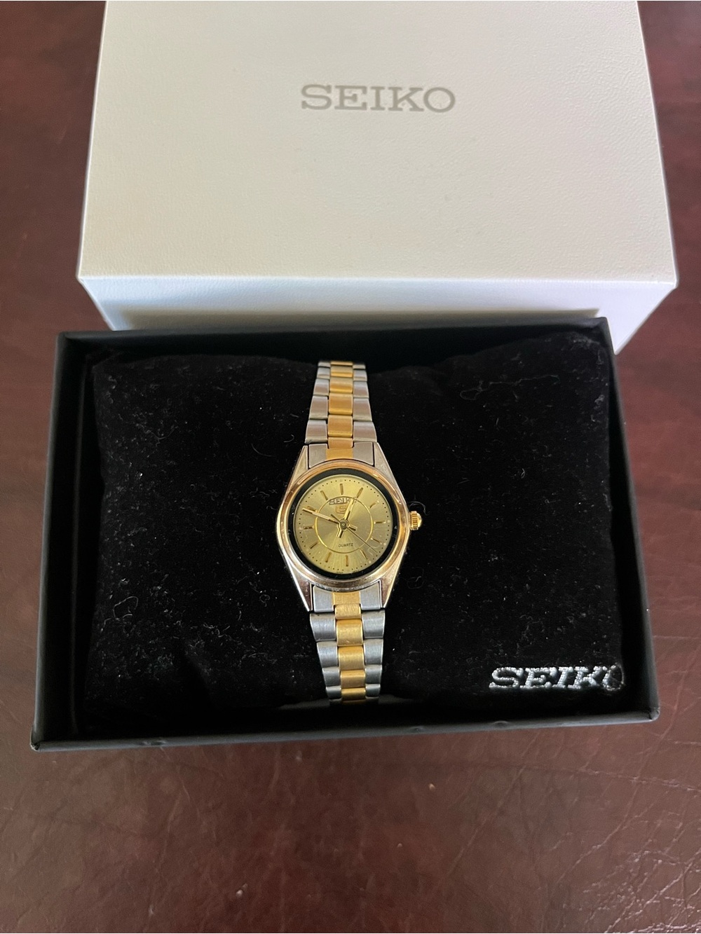 Seiko 5 Ladies Two-Tone Gold and Silver Bracelet Watch